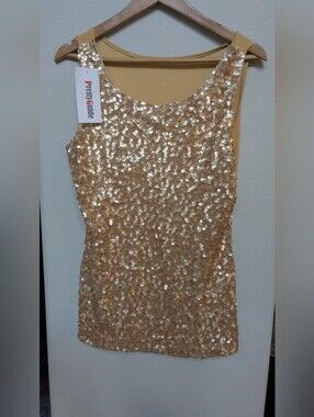 Sequin Tank Dress in Champagne
